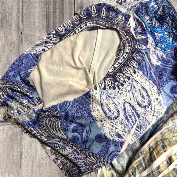 World Unity Star Ace Blue Purple Midi Short Sleeved Dress Women's Size Large - Picture 10 of 11